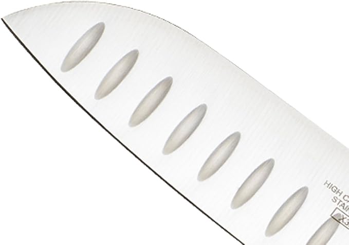 Mercer Culinary Millennia Color Handle Cutlery 7" Santoku Knife (Granton Edge) Brown