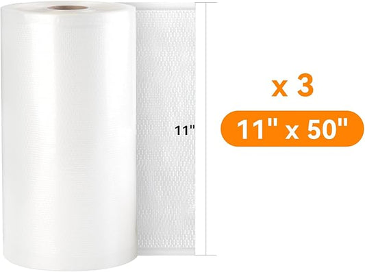 [2024 New] 11" x 50' 3 Rolls, Vacuum Sealer Rolls Bags for Food, Great for Food Storage, Sous Vide and Meal Prep, Wevac Lite