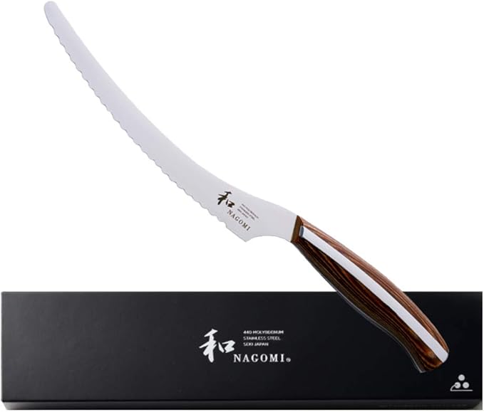 NAGOMI] 6 inch Serrated Cake Knife - Made in Seki, Japan - Blade in 440A and Comfortable Pakkawood Handle - Japanese Sharp Knife