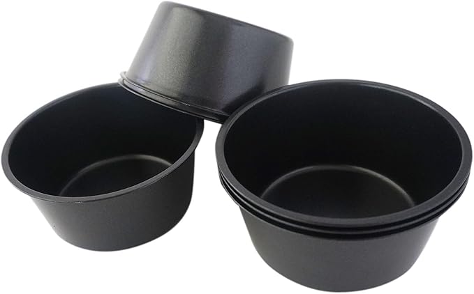 Muffin Pan Individual, 6Pcs Jumbo Muffin Tin Set, Nonstick Round Cupcake Pan for Baking Muffins, Popover, Egg Tarts, Quiche - Carbon Steel, Black