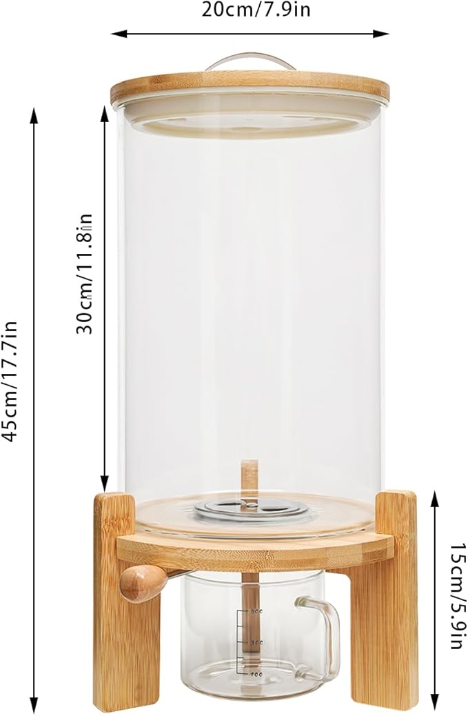 7.5L Glass Airtight Food Storage Container Kit, Rice Bean Cereal Dispenser w/Lid, Cereal Containers Storage Large Capacity for Kitchen Pantry, Dry Food Dispenser for Rice, Candy, Nut, Bean