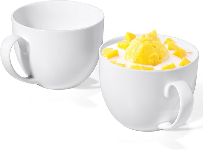 Chulan Large White Bone China Soup Coffee Mugs, 22 oz Lightweight Jumbo Porcelain Mugs Set of 2, Ceramic Extra Big Cups with Handles for Hot Drink Cereal Salads Desserts Coffee Tea Latte Cocoa Juice