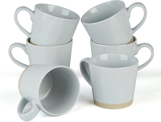 famiware Coffee Mugs for 6, 12 oz Mug Set, Dringking Cup with Handle for Coffee, Tea, Cocoa, Milk, Saturn serise, Ligth Gray