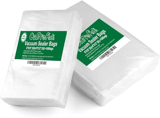 O2frepak 100 Count Vacuum Sealer Bags 50 of Each Size 50 Pint 6"X10"and 50 Quart 8"X12"BPA Free Sous Vide Seal a Meal Commercial Grade Vaccume Seal Pre-Cut Combo Pack Bag