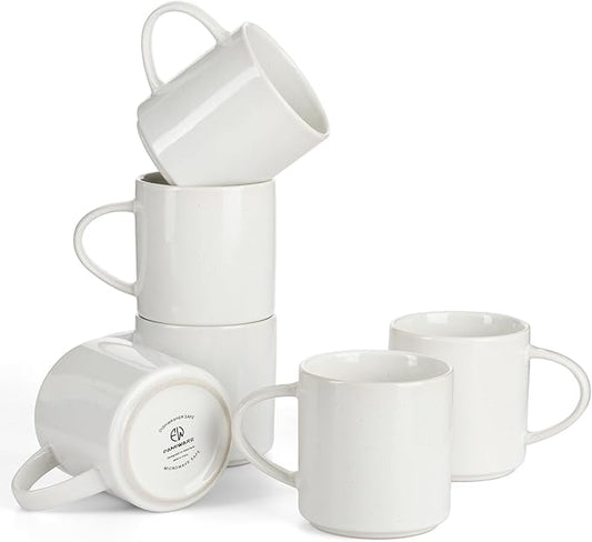 famiware Nebula 6 Pieces Coffee Mug, 12 oz Catering Mugs with Handle for Coffee, Tea, Cocoa, Milk, White