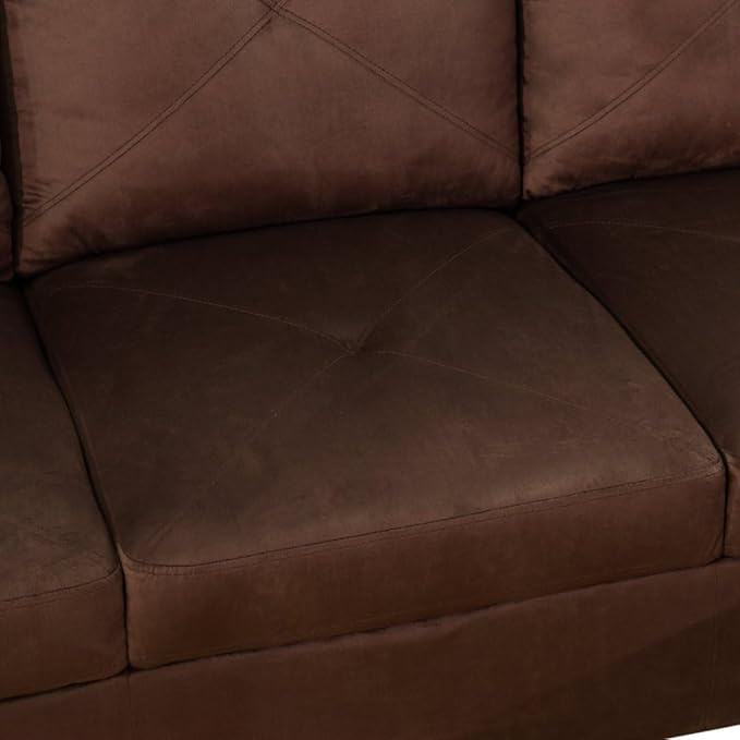 NicBex L Shaped Couch Sectional Couches for Living Room 2 Pieces Modern Sectional Sofa with Right Chaise Sectional Couch with Solid Frame for Living Room, Microfiber, Brown
