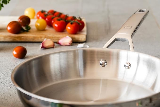 BRA COOKWARE Signature Frying Pan | 10.2 inches Professional Skillet | Stainless Steel Frypan | All Stovetop Compatible - Full Induction Skillet | PFOA Free | w/o Non-Stick Coating | Polished Finish