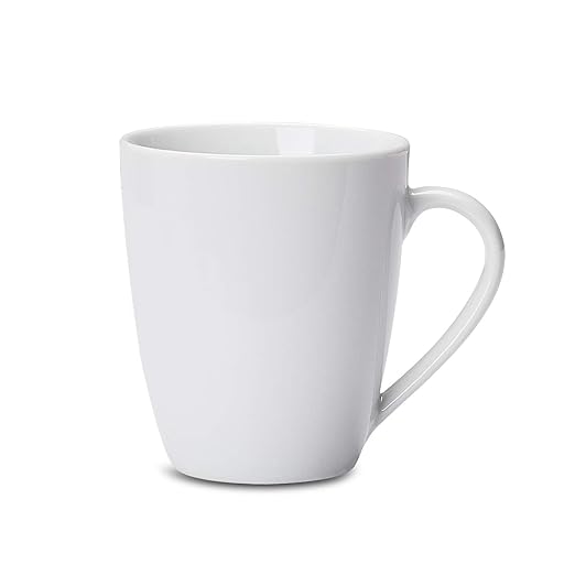 Amazon Basics Porcelain, 12 oz Coffee Mug Set, 12 Count, White (Previously AmazonCommercial brand)
