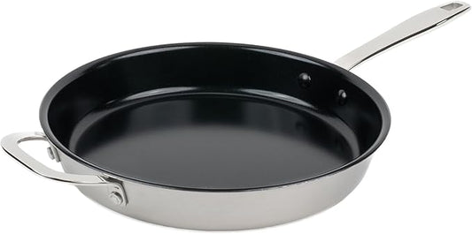 Alva Maestro 11-Inch Stainless Steel Nonstick Frying Pan – Made with No PFAS, PFOA & PTFE Ceramic Coating – Reinforced 5-Ply Aluminum Core, Oven & Induction Safe for Even Heat, Easy to Clean Coating