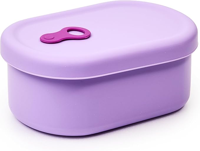 Premium Korean-Made Silicone Airtight Food Container with Steam Vent – BPA Free, Leakproof, Microwave & Freezer Safe Meal Prep. & Leftovers Storage (Violet, 350ML)