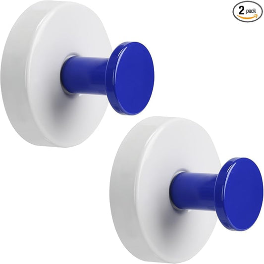 Suction Cup Hooks for Shower No-Drill Bathroom Hooks for Towels, Robes, Loofah Mountable on Bathroom Walls, Kitchen, Glass, Mirrors, Tile and Smooth,Non-Porous Surfaces (2, Blue White)