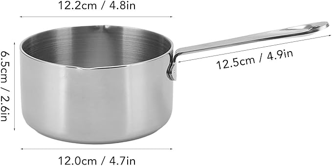Butter Warmer Pot, 12oz/17oz Stainless Steel Milk Warmer Mini Butter Melting Pot with Dual Pour Spout Small Saucepan for Milk Butter Sauce(500ml/17oz)