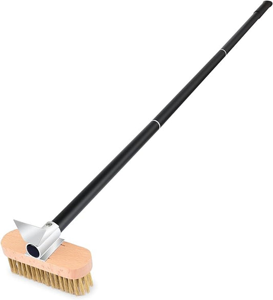 Pizza Oven Brush with Scraper, Brass Bristles Grill Brush with 33 or 47 Inch Long Handle, Pizza Oven Accessories