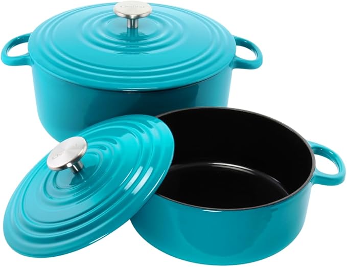 Chantal Enameled Cast Iron Cookware, 4 pc Set, Sea Blue