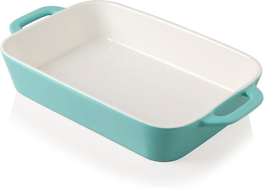 Sweejar Ceramic Bakeware Set, 9x13 Rectangular Baking Dish for Cooking, Kitchen, Cake Dinner, Banquet and Daily Use, Casserole Dishes for Oven Porcelain Baking Pans(Turquoise)