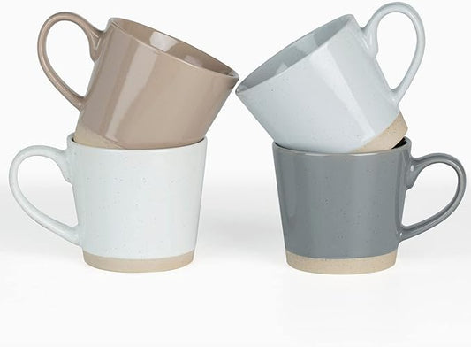 famiware Coffee Mugs for 4, 12 oz Mug Set, Dringking Cup with Handle for Coffee, Tea, Cocoa, Milk, Saturn serise, Multi-color