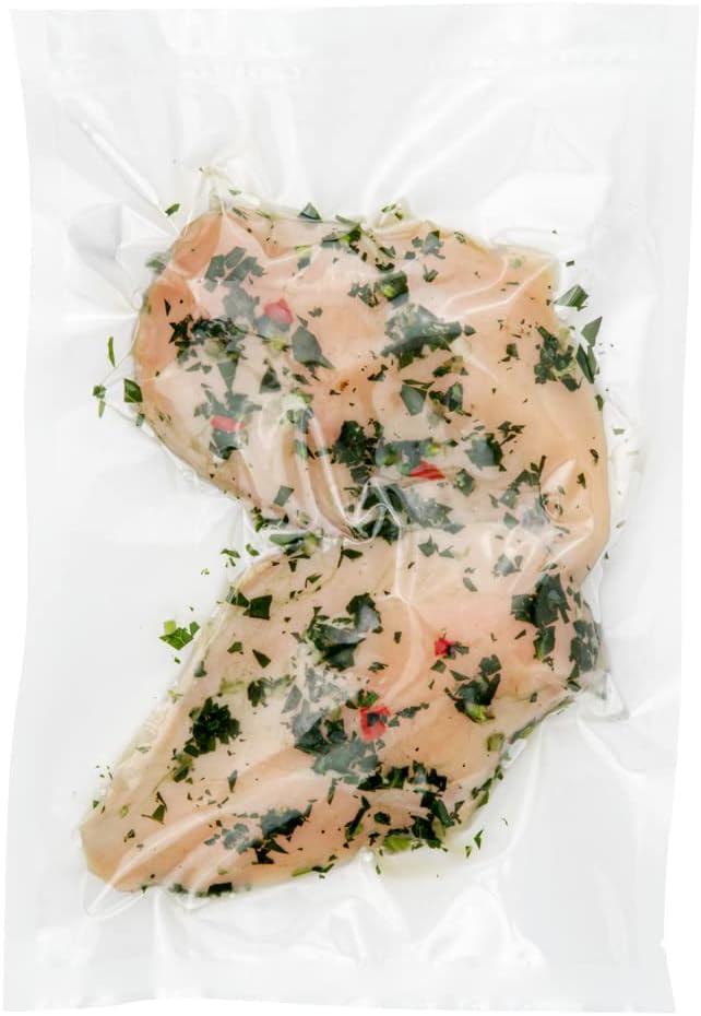 Restaurantware Fresh Hero 12 x 8 Inch Vacuum Sealer Bags 100 Food Storage Bags - 3 mil Thick Microwavable Clear Plastic Sous Vide Bags Freezable For Storing Food Or Sous Vide Cooking