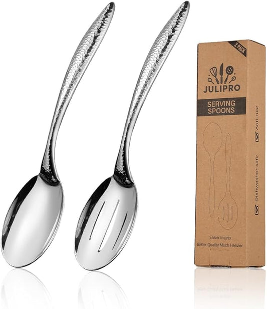 Stainless Steel Serving spoons set with Slotted Spoon.Serving Spoon and Perforated Spoon kitchen cooking serving utensils set