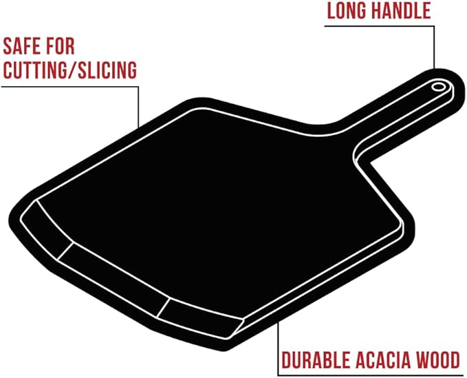 Grilla Wooden Pizza Peel 14" Food Grade, Water and Heat Resistant, with Dense Grain for Pizza Baking and Serving, Works with the Grilla Pie-Ro