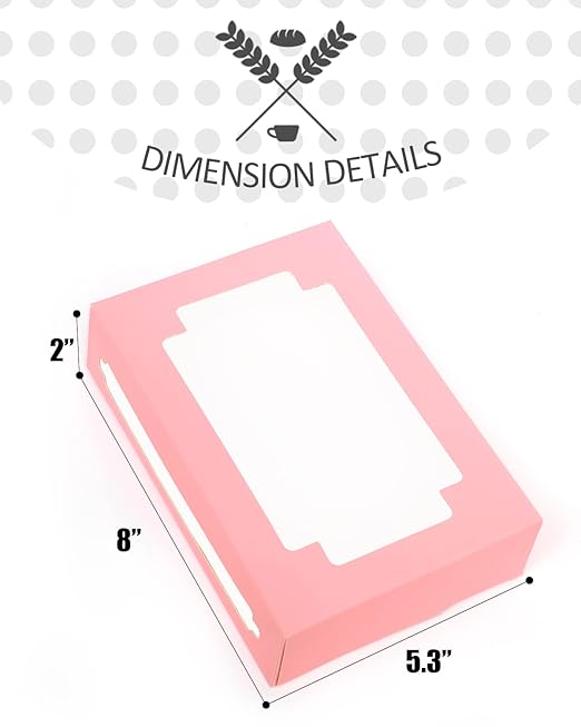 qiqee 36Packs Auto-pop Pink Cookie Boxes for Gift Giving 8x5.3x2 inch One Second Folding Pink Bakery Box with Window Treat Box for Donuts Candies and Biscuit