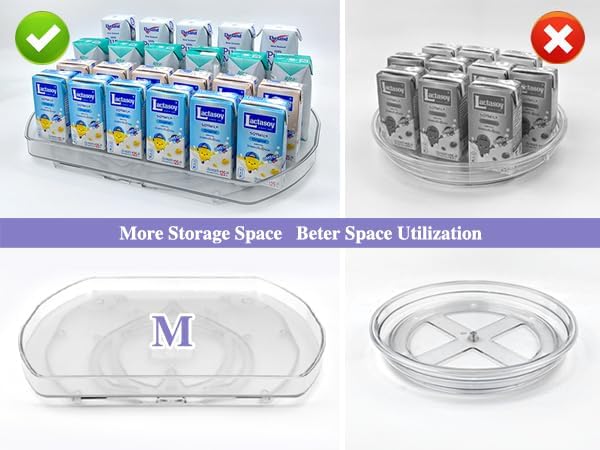 360° Rotating Lazy Susan Turntable - Multifunctional Rectangular Organizer 15.1" x 11.4" for Refrigerator, Cabinet, Pantry, and Kitchen Countertop (4 Pack)