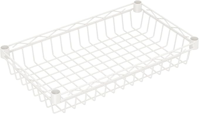 SINGAYE 4 Tier Basket Shelf Wire Shelving Unit Adjustable Storage Shelves Big Basket Rack for Garage Kitchen Office Pantry Corner 17" Dx12 Wx50 H White
