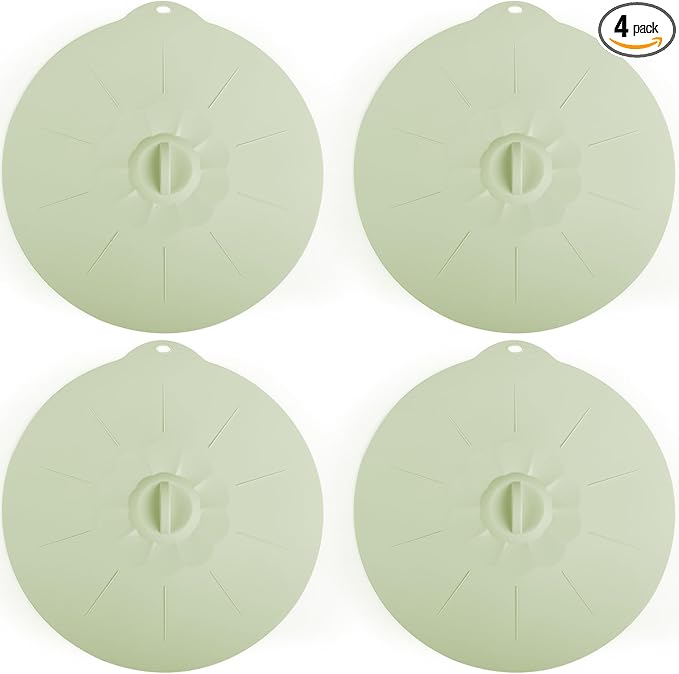 4 Pack 11.8" Silicone Lids for Cups Bowls Plates Pans, Microwave Splatter Cover, Kitchen Containers Lids Cover for Food Storage,Light Green Extra Large