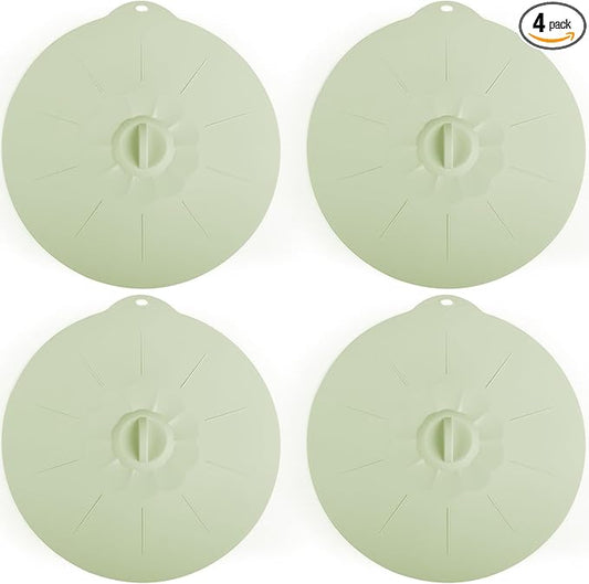 4 Pack 11.8" Silicone Lids for Cups Bowls Plates Pans, Microwave Splatter Cover, Kitchen Containers Lids Cover for Food Storage,Light Green Extra Large