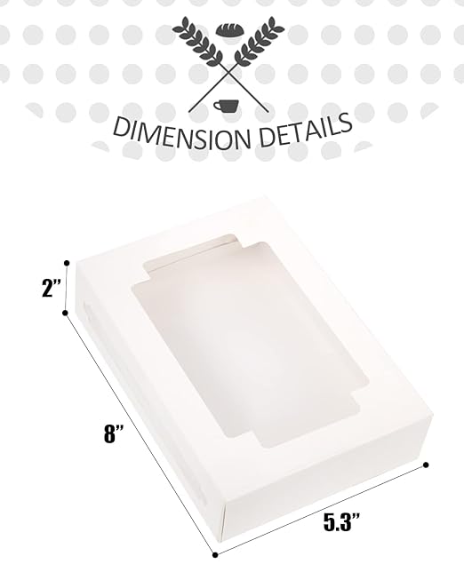 qiqee 36Packs Auto-pop Cookie Boxes for Gift Giving 8x5.3x2 inch White One Second Folding Treat Box with Window Bakery Box for Donuts Candies and Biscuit