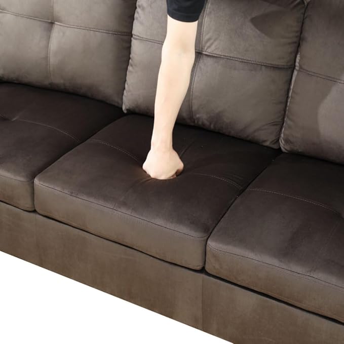 NicBex L Shaped Couch Sectional Couches for Living Room 2 Pieces Modern Sectional Sofa with Left Chaise Sectional Couch with Solid Frame for Living Room, Flannel, Dark Brown