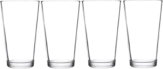 DU VINO Classic Nucleated Pint Glass Set for Better Head Retention, Aroma and Flavor- 16 oz Ultimate Pint Glass for Beer Drinking- Beer Glasses For Men- Cool Beer Glass USA Made- 4 Pack