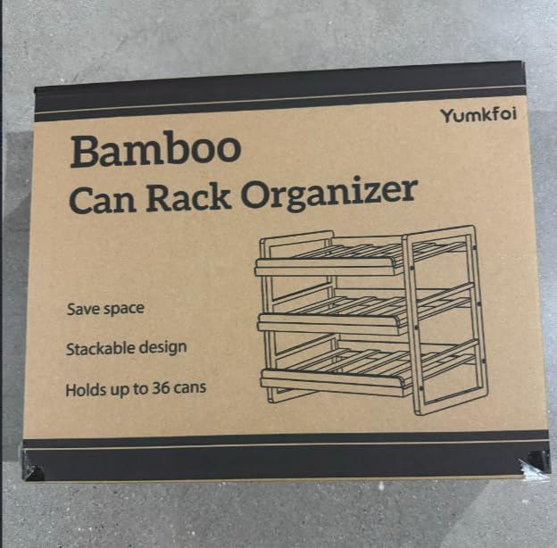 Bamboo Can Organizer for Pantry, 3 Tier Stackable Can Storage Organizer Pantry with Label Sticker and Marker Pen, Can Holders for Cabinet and Can Rack Organizer (Natural Bamboo)