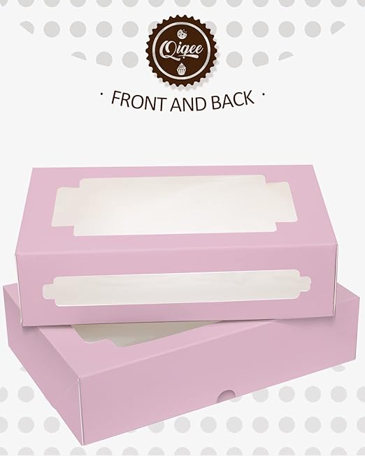 qiqee Cookie Boxes for Gift Giving 8x5.3x2 inch 24Packs Lavender Treat Box with Window Bakery Box for Donuts Candies and Biscuit