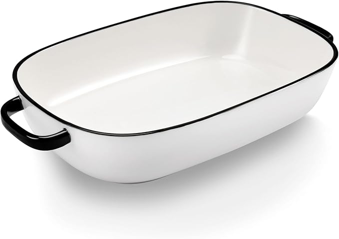 4.5 Quart Ceramic Baking Dish,Serving Bakeware for Casserole,Lasagna,Gratin,Broiling,Roasting,and Baking.Large Deep 14x10x3.11 inches Pan,Safe for Oven Microwave Refrigerator Disinfection Cabinet and