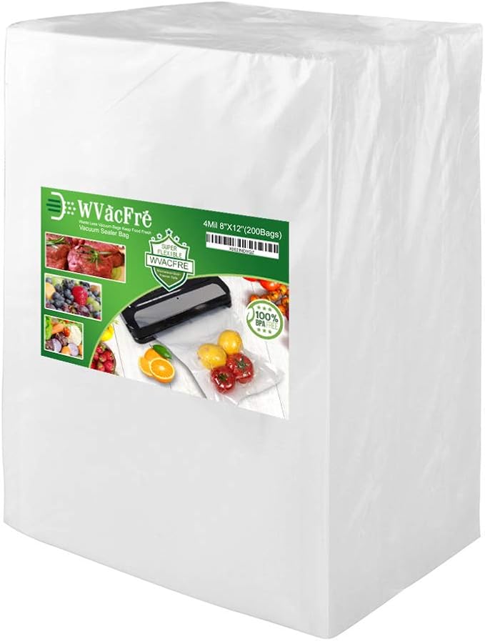 200 Quart Size 8x12Inch 4mil Food Vacuum Sealer Bags with Commercial Grade,BPA Free,Heavy Duty,Great for Food Vac Storage or Sous Vide Cooking