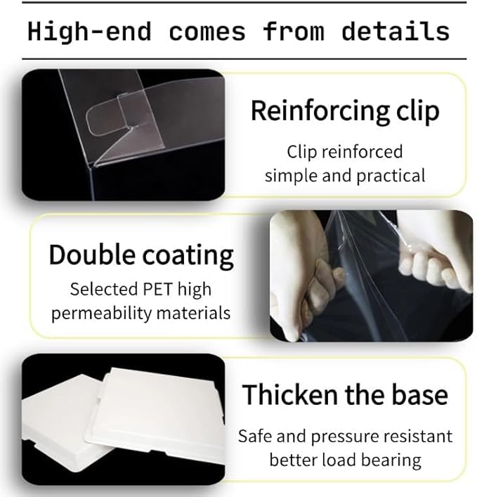 30 Pcs, 12'x12'x11' inch Food Grade Clear Plastic Display Boxes, 29.4 x 29.4 x 25 cm with Ribbon, for Cakes, Bakeries, Desserts, Birthday, Christmas and Thanksgiving