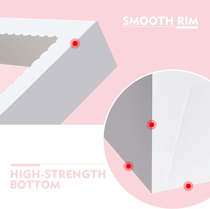 3 Pack Cake Boxes, 10x10x8 Inches Tall Cake Box with Cake Boards, White Bakery Boxes with Window, Disposable Cake Containers with Lids for Cake, Donuts, Pies, Cookies, Wedding, Birthday, Party