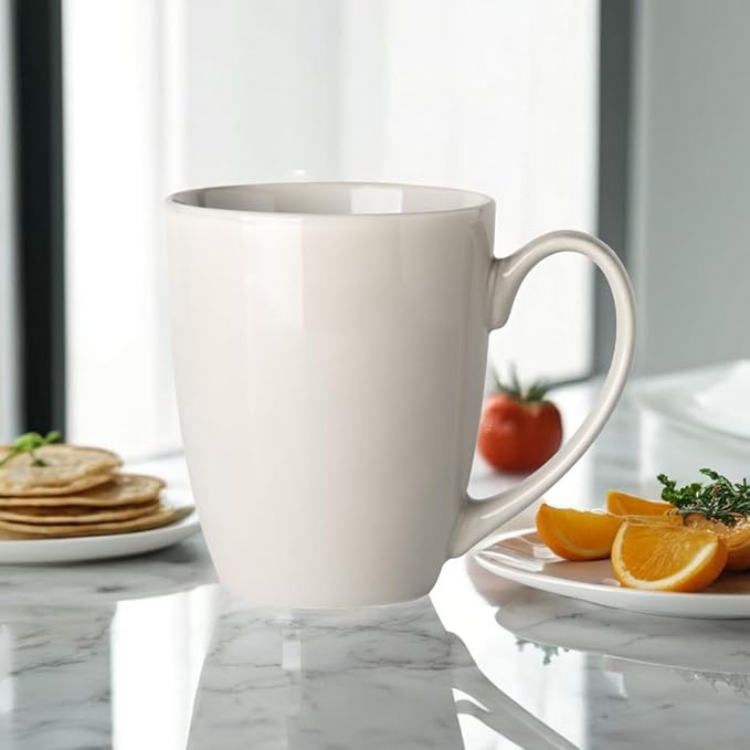 MIWARE13 Ounce Porcelain Mugs, Set of 6, Tea and Coffee Mug Set, Grey