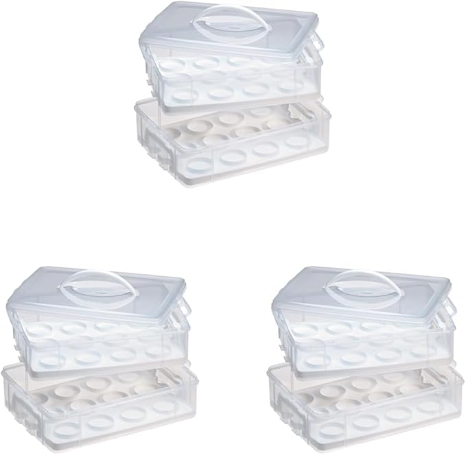 Snapware (2-Layer, 24 Cupcakes Plastic Detachable Cupcake Carrier Storage Container With Lid and Handle, Freezer Dishwasher Microwave Safe (Pack of 3)