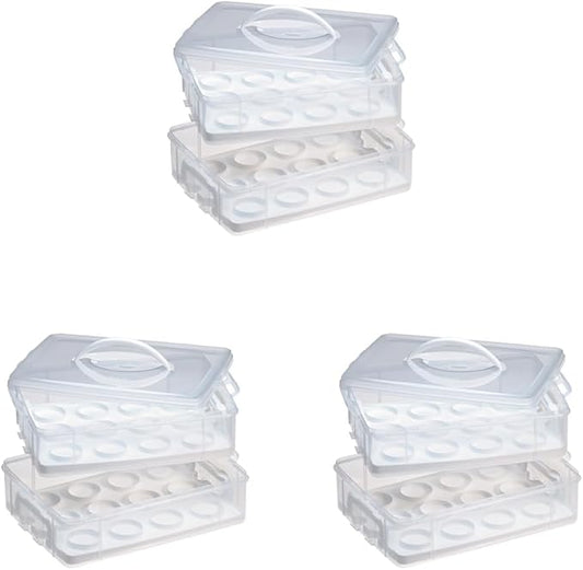 Snapware (2-Layer, 24 Cupcakes Plastic Detachable Cupcake Carrier Storage Container With Lid and Handle, Freezer Dishwasher Microwave Safe (Pack of 3)