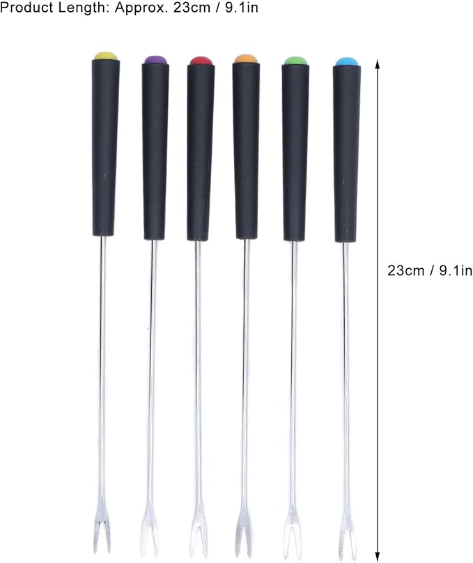 6PCS Stainless Steel Fondue Forks, Fondue Sticks, Smore Sticks with Heatproof Handle for Chocolate Fountain Cheese Roast Marshmallows Dessert Fruits
