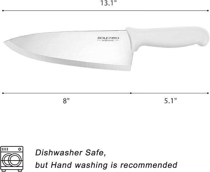 8 inch Japanese High Carbon Stainless Steel Chef Knife, Professional Extra Sharp Wide Cook Knife with Non-slip Ergonomic Handle, for Kitchen Home Restaurant