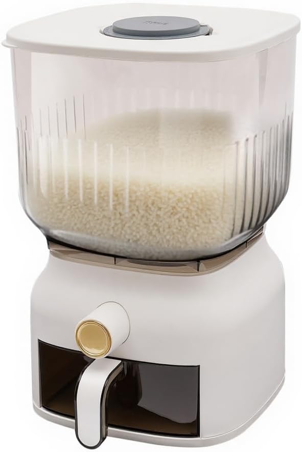6KG Rice Dispenser, Large Sealed Grain Storage Container with Rice Cup Food Dispenser Kitchen Organizer for Rice Beans Grains Cereal Dry Food Storage Rice Containers