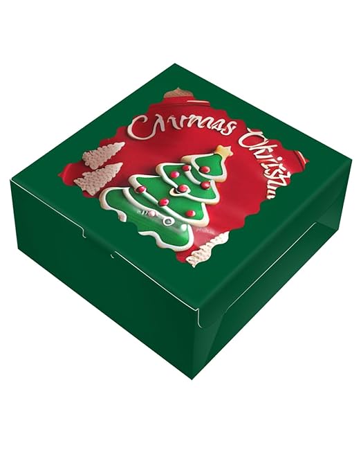 qiqee 8x8x5 Cake Box, 18 Sets Green Cake Box with Window ＆ 18 Sets 8" Green Cake Round Boards, 8inch Cake Containers