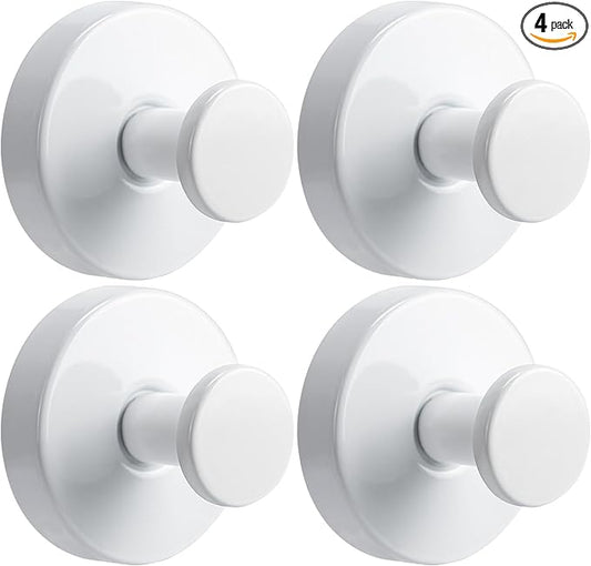 Suction Cup Hooks for Shower No-Drill Bathroom Hooks for Towels, Robes, Loofah Mountable on Bathroom Walls, Kitchen, Glass, Mirrors, Tile and Smooth,Non-Porous Surfaces (4, White)