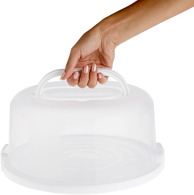 Juvale Round Cake & Pie Carrier with Lid & Handle - 12 x 5.9 in - Plastic Cake Storage Container & Dessert Carrier for Cupcakes - Reusable Collapsible Design