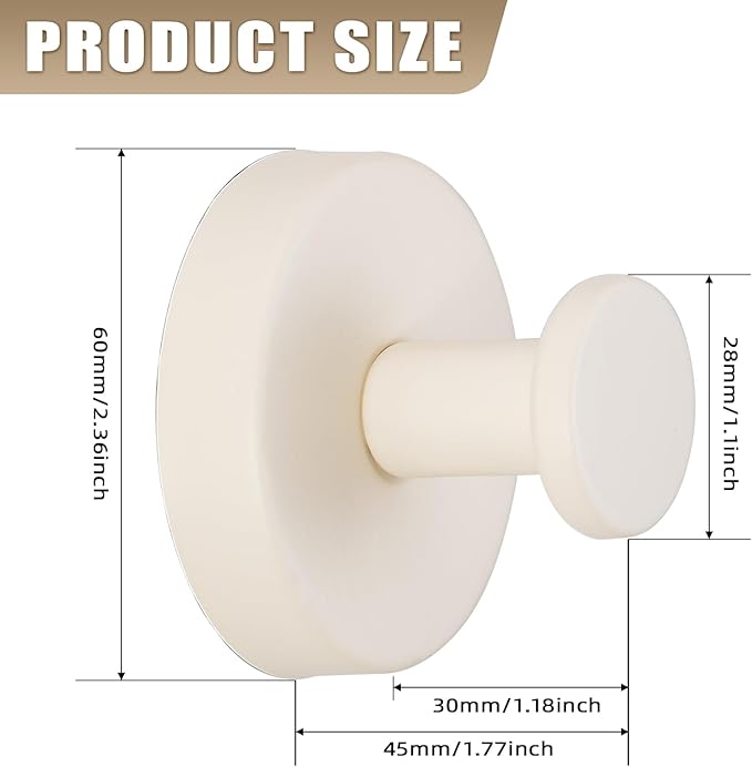 Suction Cup Hooks for Shower No-Drill Bathroom Hooks for Towels, Robes, Loofah Mountable on Bathroom Walls, Kitchen, Glass, Mirrors, Tile and Smooth,Non-Porous Surfaces (2, Milk White)