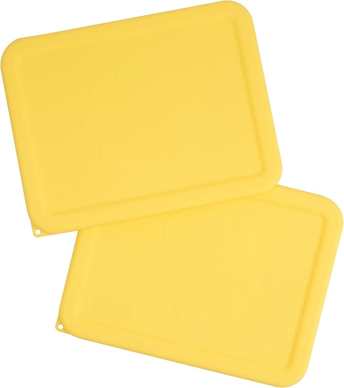 6 Cup Rectangle Silicone Storage Cover Lids Replacement for Anchor Hocking Glass Bowls (Container not Included) 2 Pack, Microwave, Dishwasher and Freezer Safe