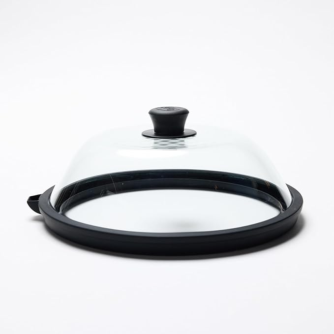 OEC Lightweight Tempered Glass Lid with Water Inlet – Food Splatter Cover, Food-Grade & BPA-Free, Fits Most Plates and Bowls (9.5")