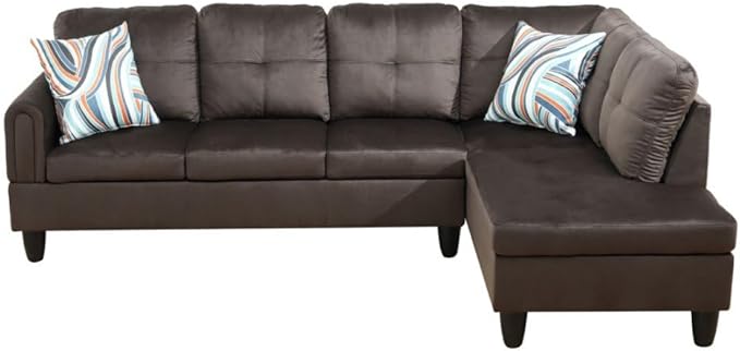 NicBex L Shaped Couch Sectional Couches for Living Room 2 Pieces Modern Sectional Sofa with Right Chaise Sectional Couch with Solid Frame for Living Room, Flannel, Dark Brown